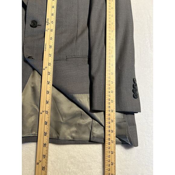 Samuelsohn 40R Black and Gray Birdseye Casual Designer Blazer Sport Jacket - Picture 15 of 16